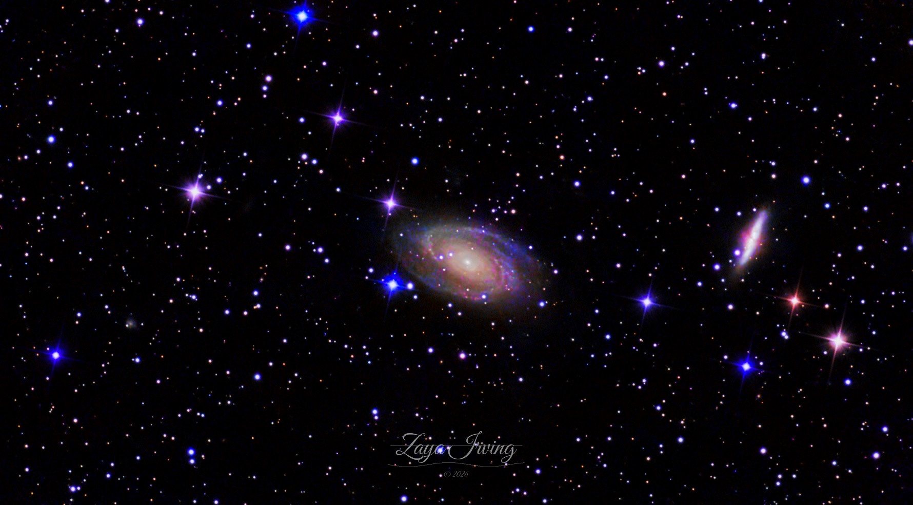 M81 and M82 galaxies in the same frame